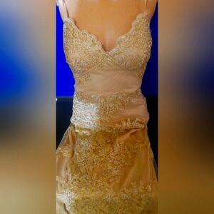 Winsdor Elegant Gold Lace Dress size S
